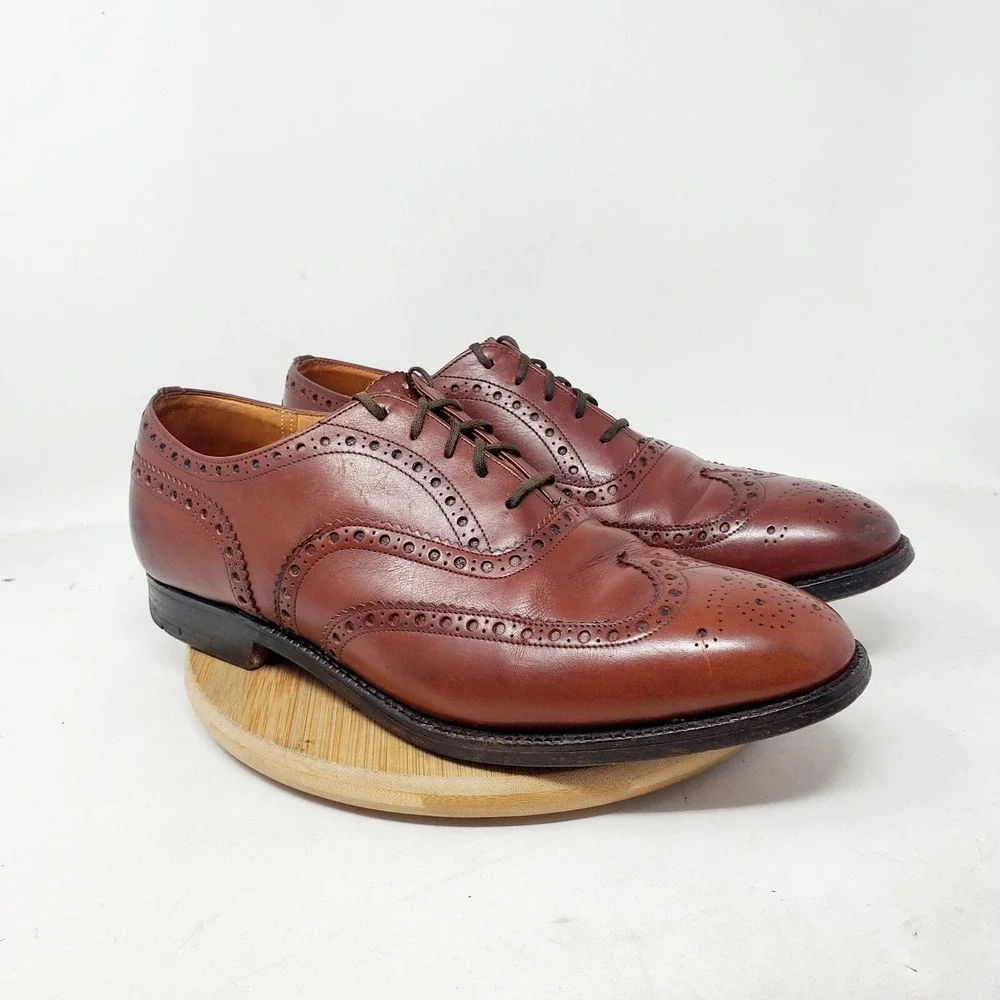 Churchs Chetwynd Shoes Mens 9.5 D Brown Leather Oxford Brogue Medallion UK 8.5F‎